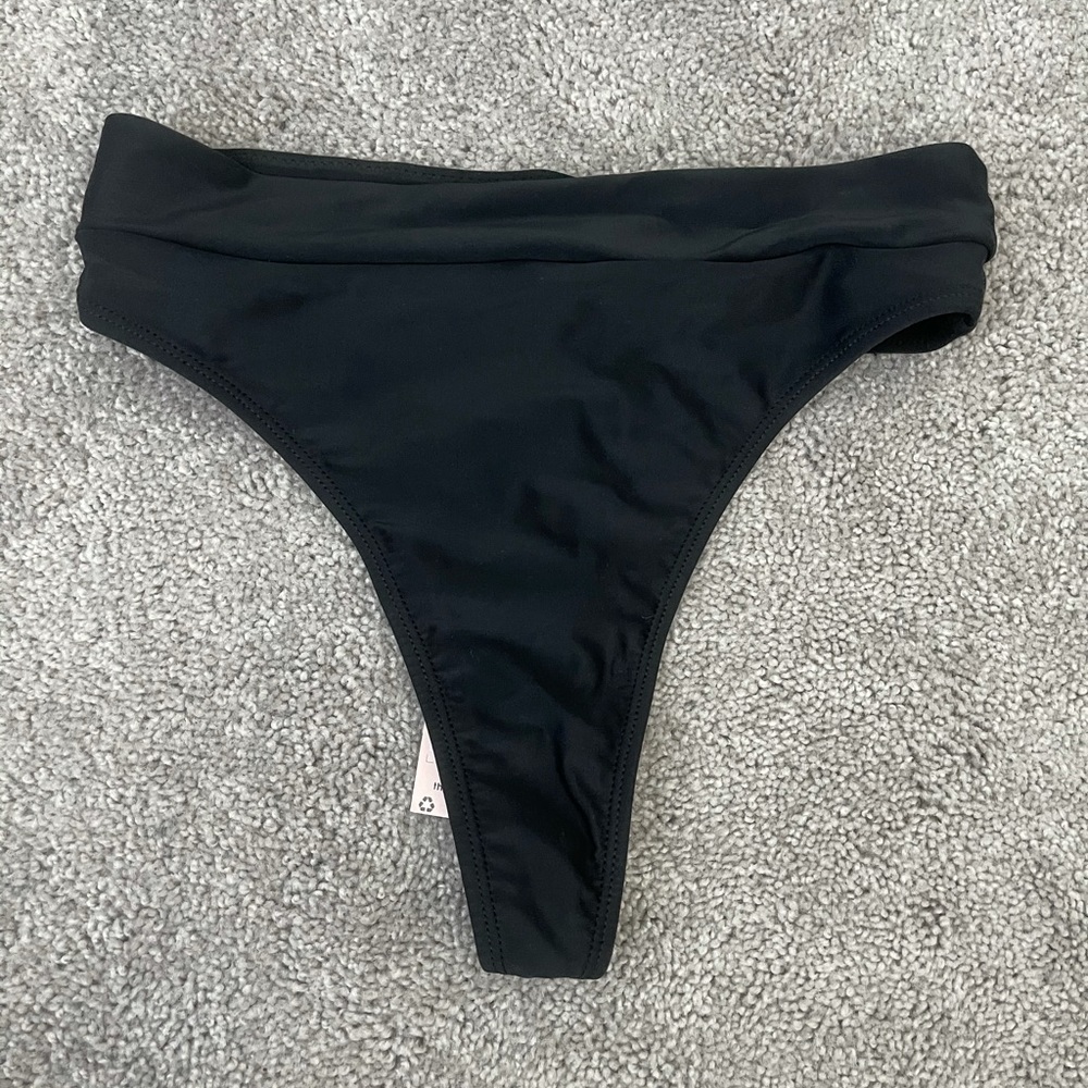 NWT Black high waisted thong swim bottom